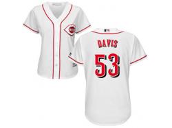 White Lance Davis Women #53 Majestic MLB Cincinnati Reds 2016 New Cool Base Jersey