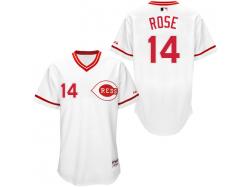 White Pete Rose Men #14 Majestic MLB Cincinnati Reds 1990 Turn Back The Clock Jersey