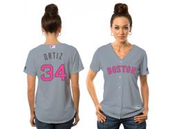Women's Boston Red Sox David Ortiz Majestic Gray Fashion 2016 Mother's Day Cool Base Replica Jersey