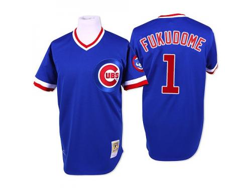 Blue Throwback Kosuke Fukudome Men #1 Mitchell And Ness MLB Chicago Cubs Jersey