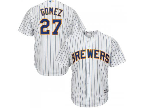 Carlos Gomez Milwaukee Brewers Majestic 2015 Cool Base Player Jersey - White