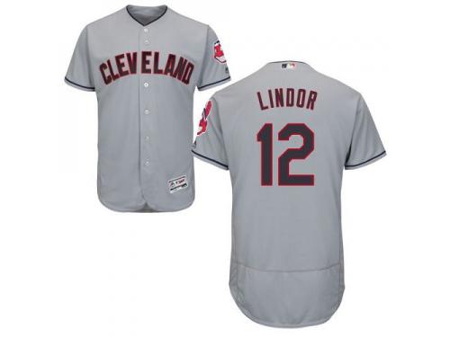 Cleveland Indians #12 Francisco Lindor Grey Flexbase Authentic Collection Stitched Baseball Jersey