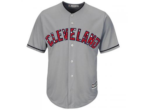 Cleveland Indians Majestic Stars & Stripes 4th of July Cool Base Jersey - Gray