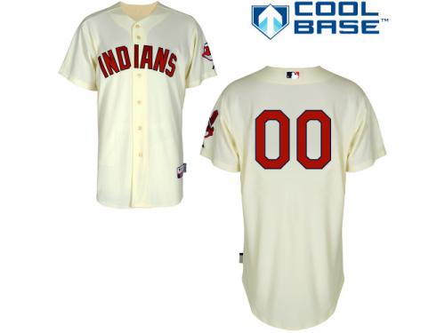 Cream Customized Women Majestic MLB Cleveland Indians Cool Base Alternate Jersey