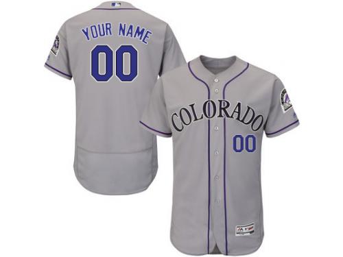 Gray Customized Men Majestic MLB Colorado Rockies Flexbase Collection Jersey