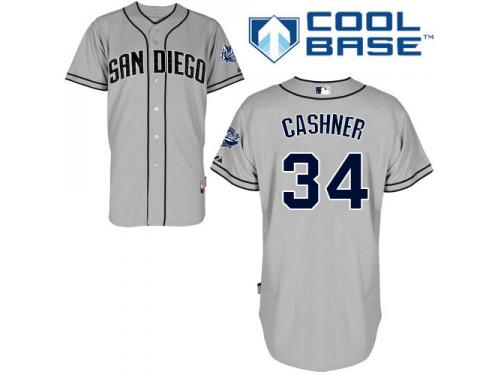 Grey Andrew Cashner Men #34 Majestic MLB San Diego Padres Cool Base Road Jersey