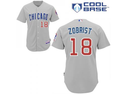 Grey Ben Zobrist Men #18 Majestic MLB Chicago Cubs Cool Base Road Jersey