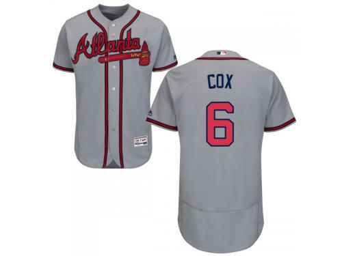 Grey Bobby Cox Men #6 Majestic MLB Atlanta Braves Flexbase Collection Jersey