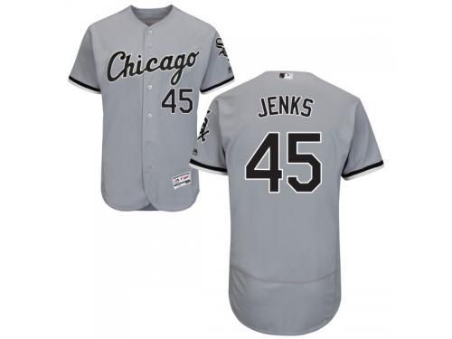 Grey Bobby Jenks Men #45 Majestic MLB Chicago White Sox Flexbase Collection Jersey