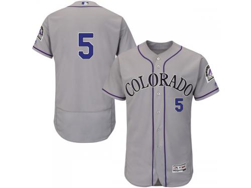 Grey Carlos Gonzalez Men #5 Majestic MLB Colorado Rockies Flexbase Collection Jersey