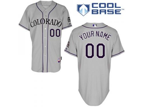 Grey Customized Men Majestic MLB Colorado Rockies Cool Base Road Jersey