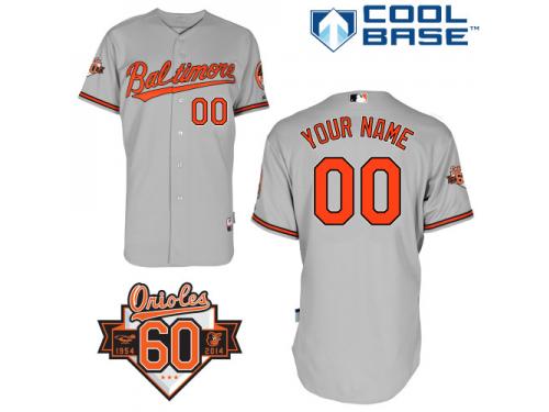 Grey Customized Women Majestic MLB Baltimore Orioles Cool Base Road Jersey