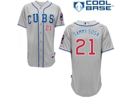 Grey Sammy Sosa Men #21 Majestic MLB Chicago Cubs Cool Base Alternate Road Jersey