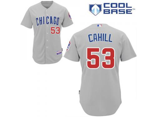 Grey Trevor Cahill Men #53 Majestic MLB Chicago Cubs Cool Base Road Jersey