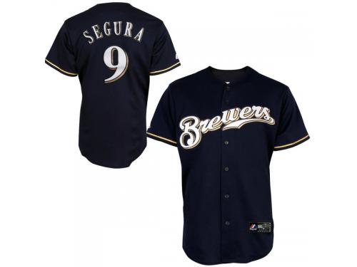 Jean Segura Milwaukee Brewers #9 Majestic Replica Jersey - Navy Blue