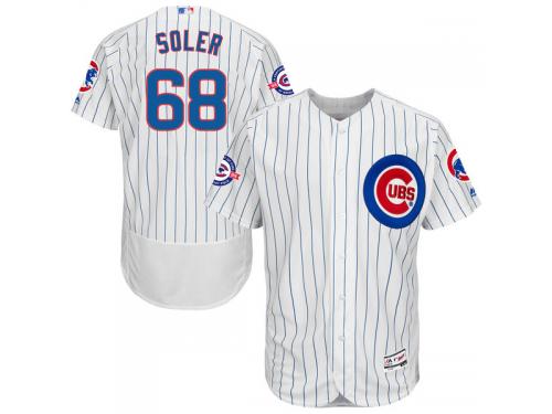 Jorge Soler Chicago Cubs Majestic Flexbase Authentic Collection Jersey with 100 Years at Wrigley Field Commemorative Patch - White Royal