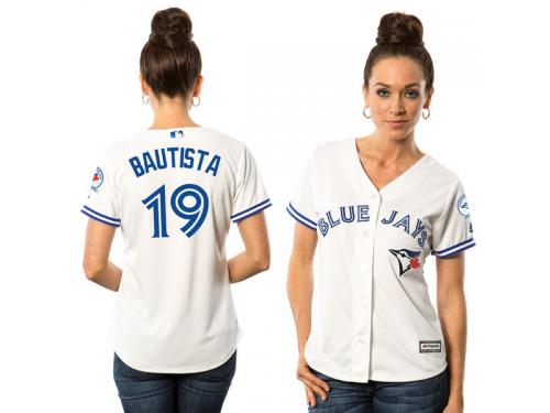 Jose Bautista Toronto Blue Jays Majestic Women's Cool Base 40th Anniversary Patch Jersey - White