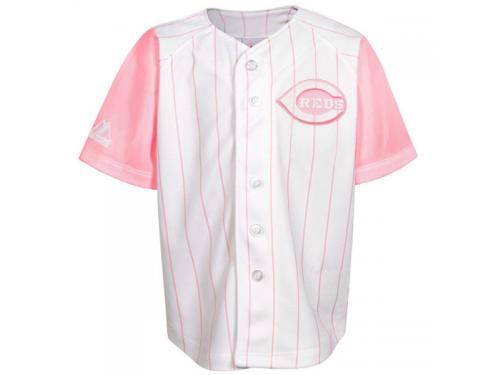 Majestic Cincinnati Reds Toddler Girls Replica Jersey - White Pink