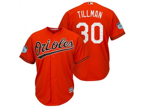 Men Baltimore Orioles Chris Tillman #30 2017 Spring Training Grapefruit League Patch Orange Cool Base Jersey