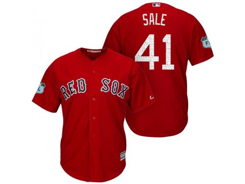 Men Boston Red Sox Chris Sale #41 2017 Spring Training Grapefruit League Patch Red Cool Base Jersey