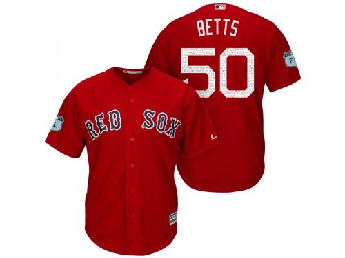 Men Boston Red Sox Mookie Betts #50 2017 Spring Training Grapefruit League Patch Red Cool Base Jersey