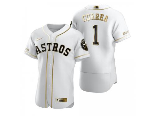 Men Houston Astros Carlos Correa Nike White Golden Edition Jersey