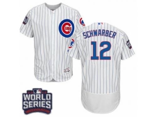 Men Majestic Chicago Cubs #12 Kyle Schwarber White 2016 World Series Bound Flexbase Authentic Collection MLB Jersey