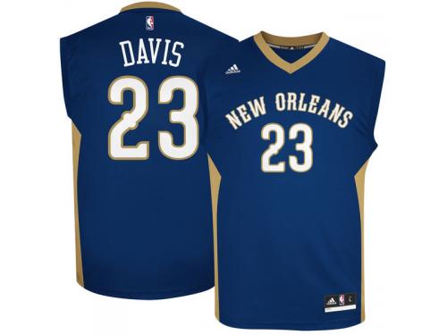 Men New Orleans Pelicans Anthony Davis adidas Navy Blue Replica Road Jersey