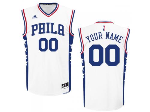 Men Philadelphia 76ers adidas 2015 Custom Replica Home Jersey - White