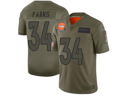 Men's #34 Limited Will Parks Camo Football Jersey Denver Broncos 2019 Salute to Service