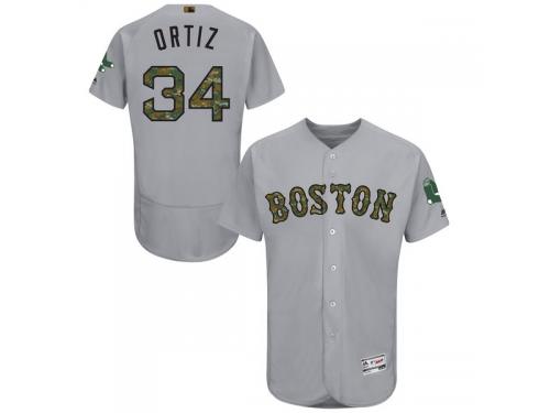 Men's Boston Red Sox David Ortiz Majestic Gray Fashion 2016 Memorial Day Flex Base Jersey