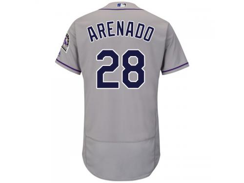 Men's Colorado Rockies #28 Nolan Arenado Majestic Gray Authentic Collection Flexbase Jersey