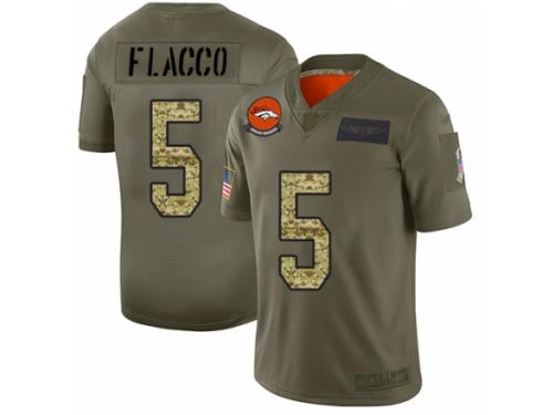 Men's Denver Broncos #5 Joe Flacco Olive/Camo 2019 Salute To Service Football Jersey