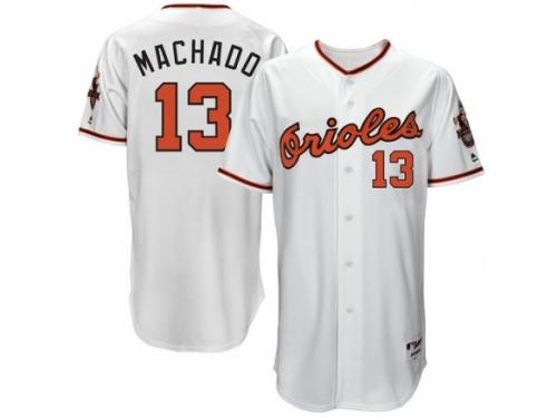 Men's Majestic Baltimore Orioles #13 Manny Machado White 1966 Turn Back The Clock MLB Jersey