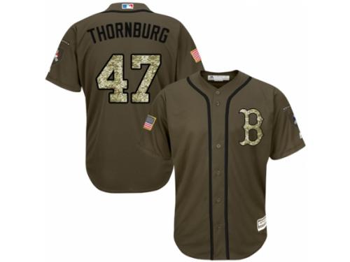 Men's Majestic Boston Red Sox #47 Tyler Thornburg Green Salute to Service MLB Jersey