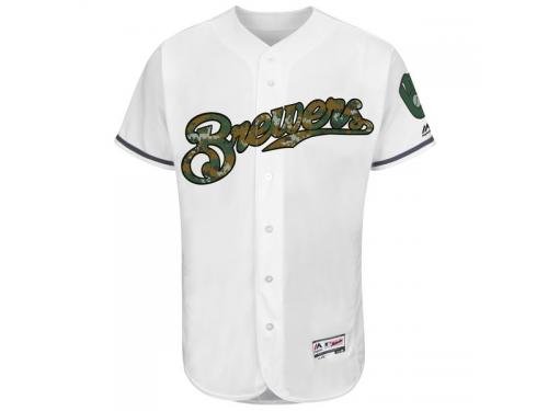 Men's Milwaukee Brewers Majestic White Fashion 2016 Memorial Day Flex Base Team Jersey