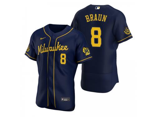 Men's Milwaukee Brewers Ryan Braun Nike Navy 2020 Alternate Jersey