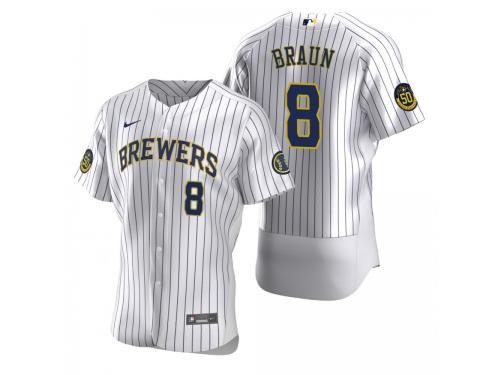 Men's Milwaukee Brewers Ryan Braun Nike White 2020 Home Jersey