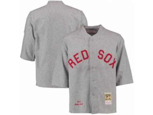 Men's Mitchell and Ness 1914 Boston Red Sox Grey Throwback MLB Jersey