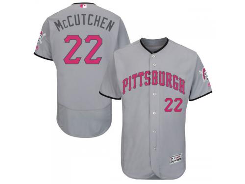 Men's Pittsburgh Pirates Andrew McCutchen Majestic Gray Road 2016 Mother's Day Flex Base Jersey