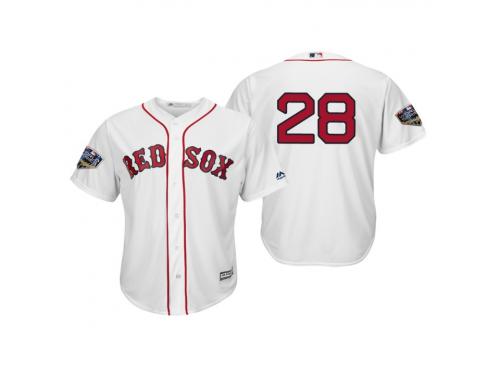 Men's Red Sox 2018 World Series Majestic White J.D. Martinez Cool Base Player Number Jersey