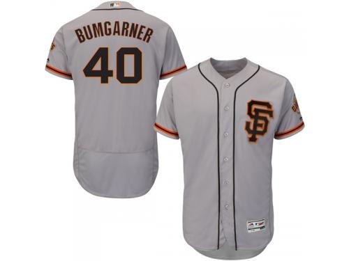 Men's San Francisco Giants Madison Bumgarner Majestic Gray Flexbase Authentic Collection Player Jersey