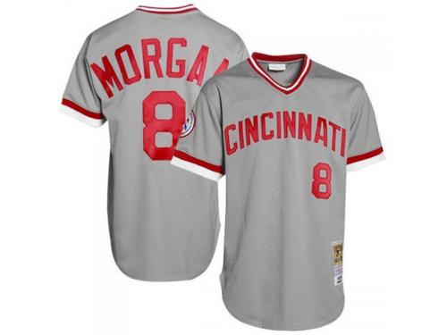 Mitchell & Ness Cincinnati Reds #8 Joe Morgan Gray 1976 Authentic Baseball Jersey