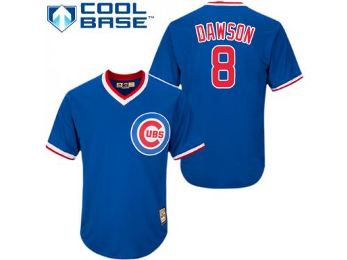 Royal Blue Andre Dawson Men #8 Majestic MLB Chicago Cubs Cooperstown Jersey