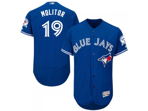 Royal Blue Paul Molitor Men #19 Majestic MLB Toronto Blue Jays Flexbase Collection Jersey