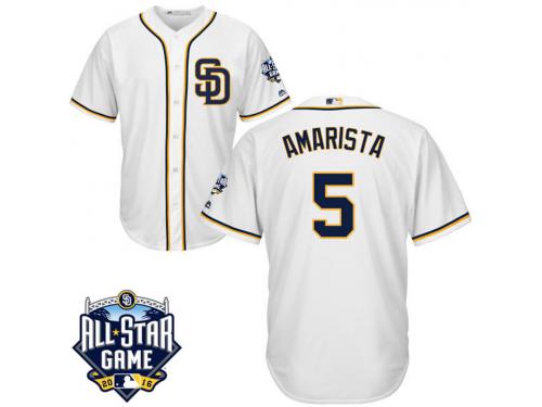 San Diego Padres Alexi Amarista #5 Majestic White 2016 All-Star Patch Authentic Cool Base Jersey