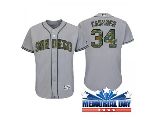 San Diego Padres Andrew Cashner #34 Gray Camo Fashion 2016 Memorial Day Cool Base Jersey