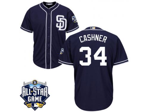 San Diego Padres Andrew Cashner #34 Majestic Navy 2016 All-Star Patch Authentic Cool Base Jersey