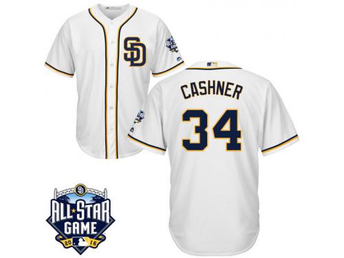 San Diego Padres Andrew Cashner #34 Majestic White 2016 All-Star Patch Authentic Cool Base Jersey