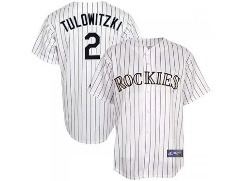 Troy Tulowitzki Colorado Rockies #2 Majestic Replica Jersey - White Pinstripe